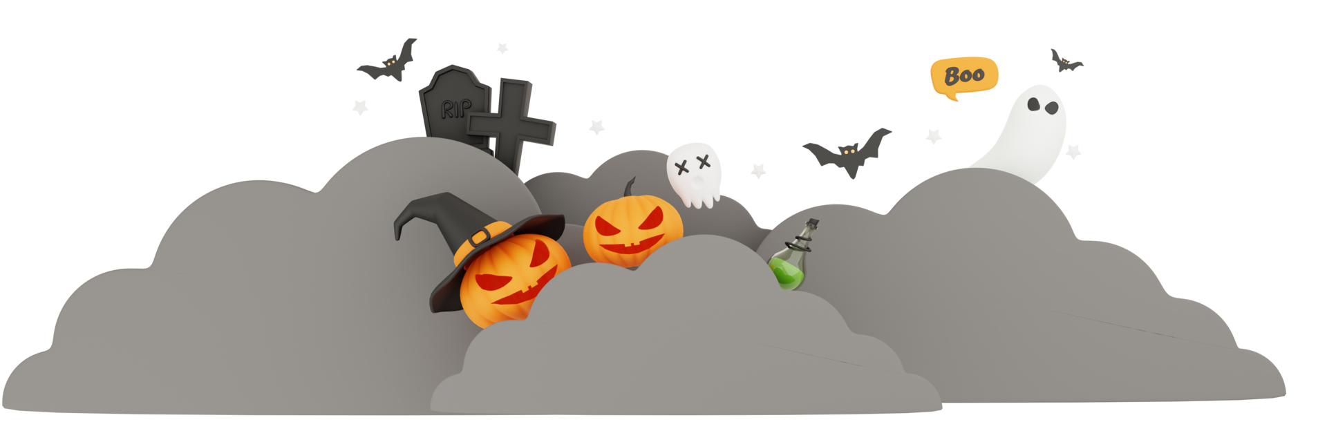 3D rendering spooky halloween png