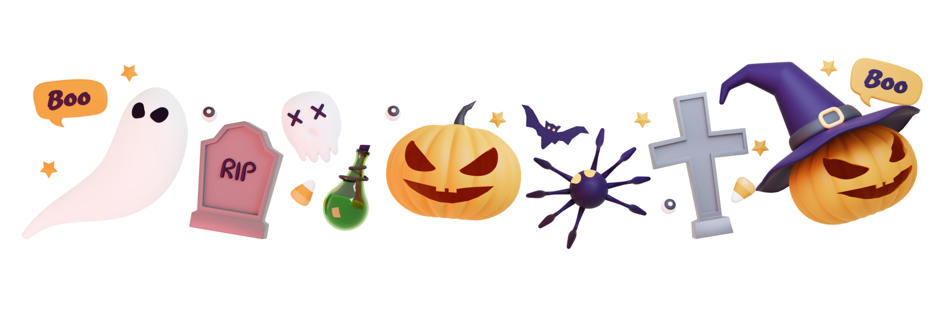 3D rendering spooky halloween png