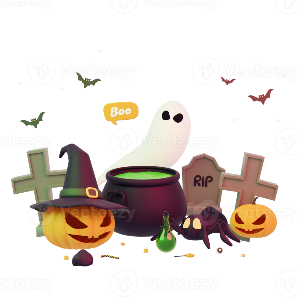 3D rendering spooky halloween png