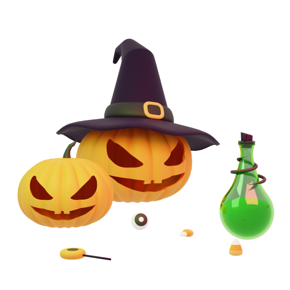 3D rendering spooky halloween decoration background png