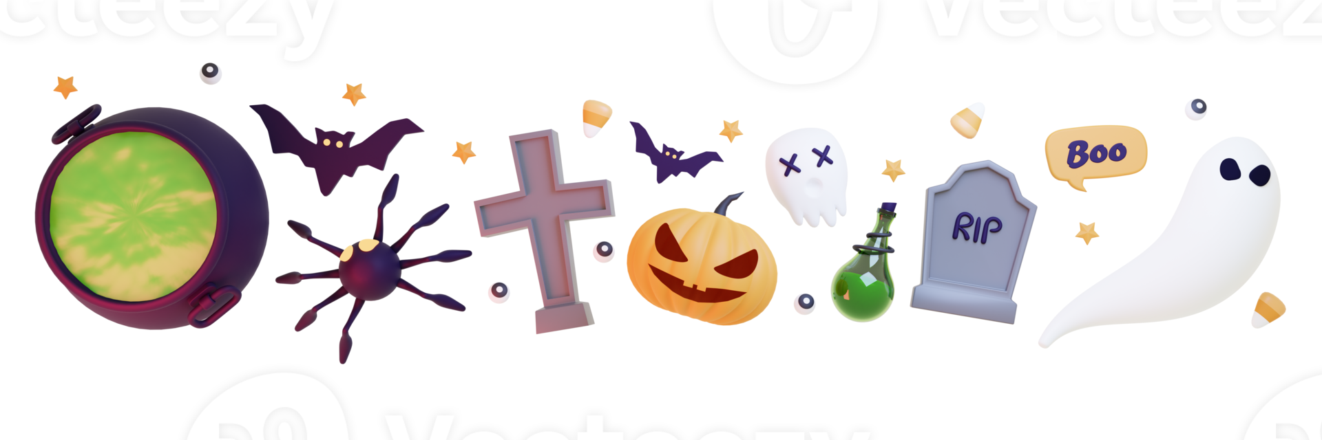 3D rendering spooky halloween png