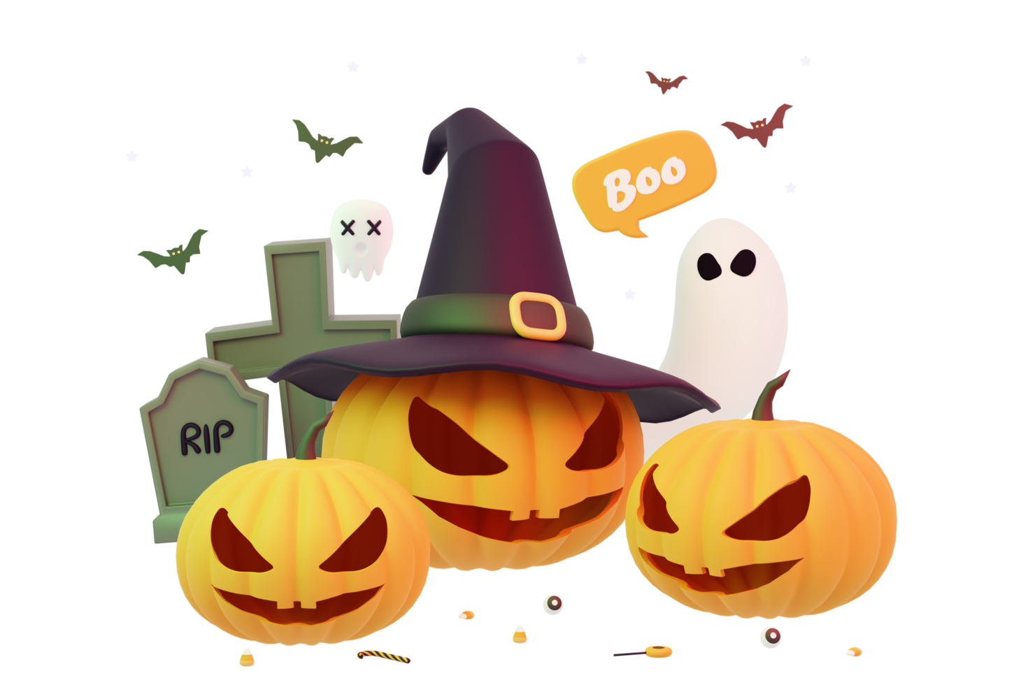 3D rendering spooky halloween png