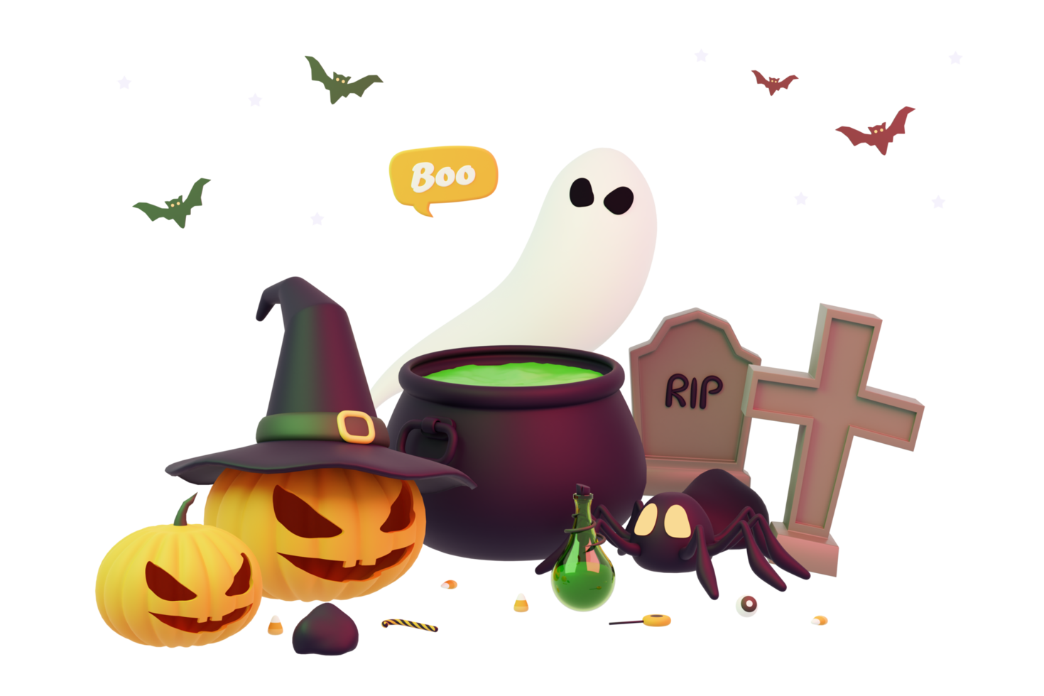 3D rendering spooky halloween png