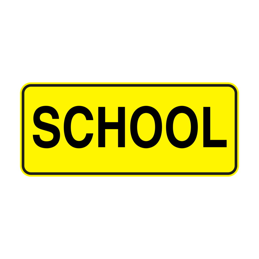 Yellow School Sign on Transparent Background png