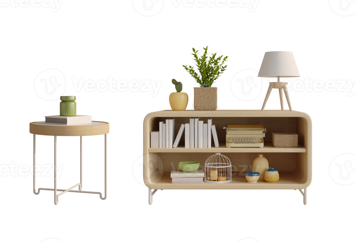 Table cabinet and decoration objects png