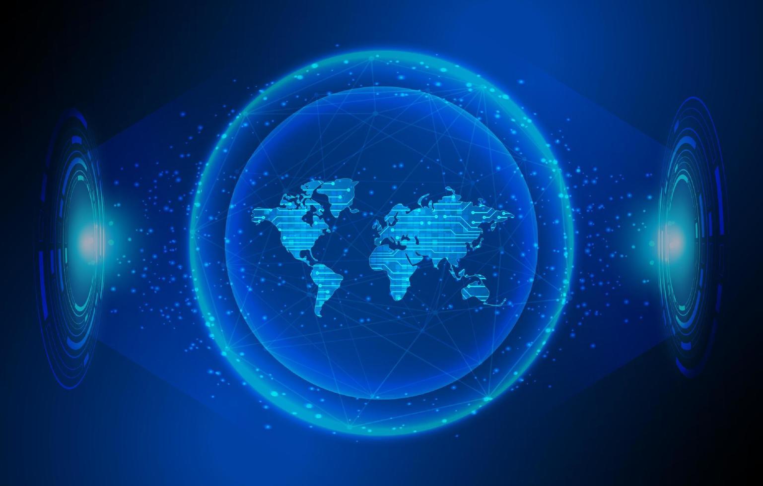 Modern World Map Holograph on Technology Background vector