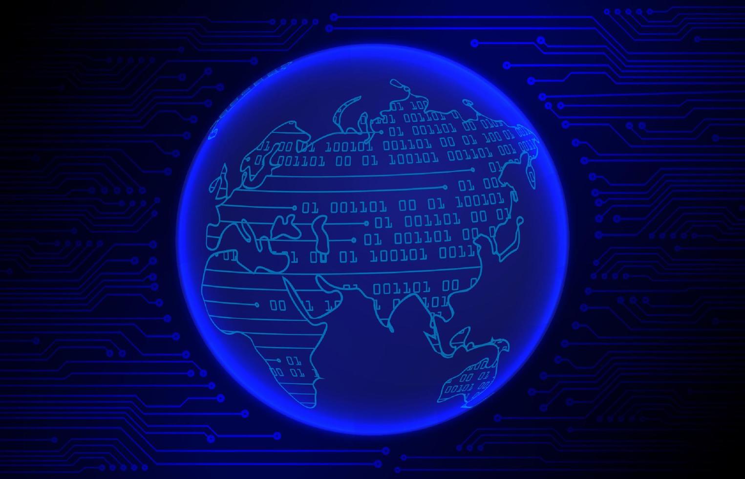 Modern Cybersecurity Technology Background with world globe vector