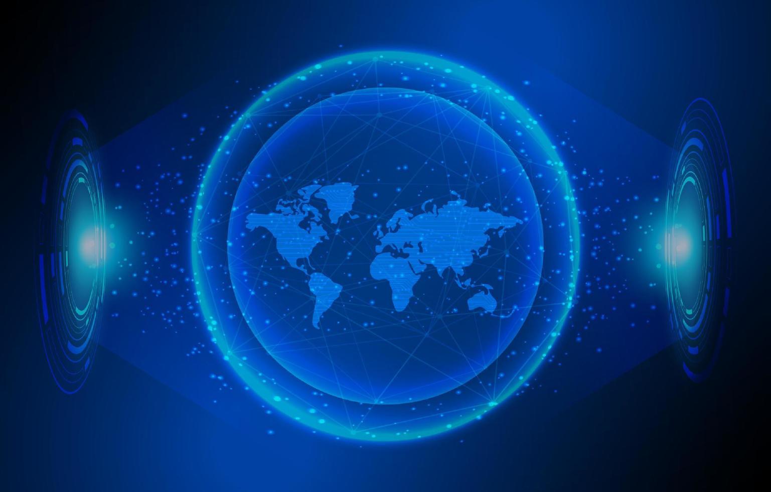 Modern World Map Holograph on Technology Background vector