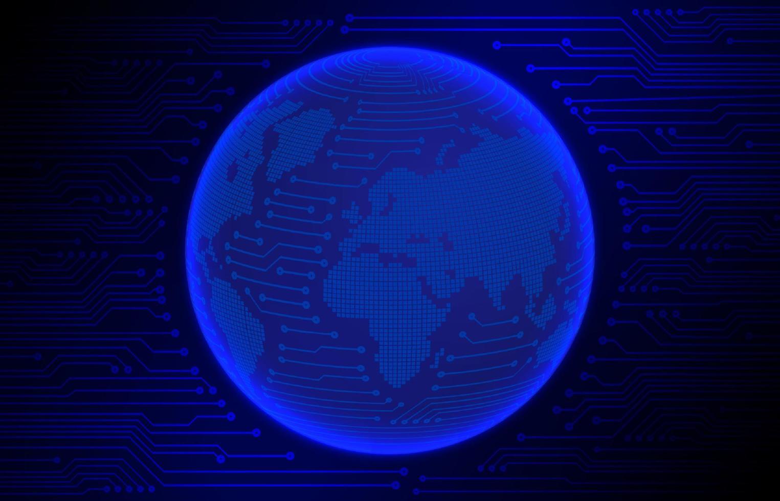 Modern Cybersecurity Technology Background with World Globe vector