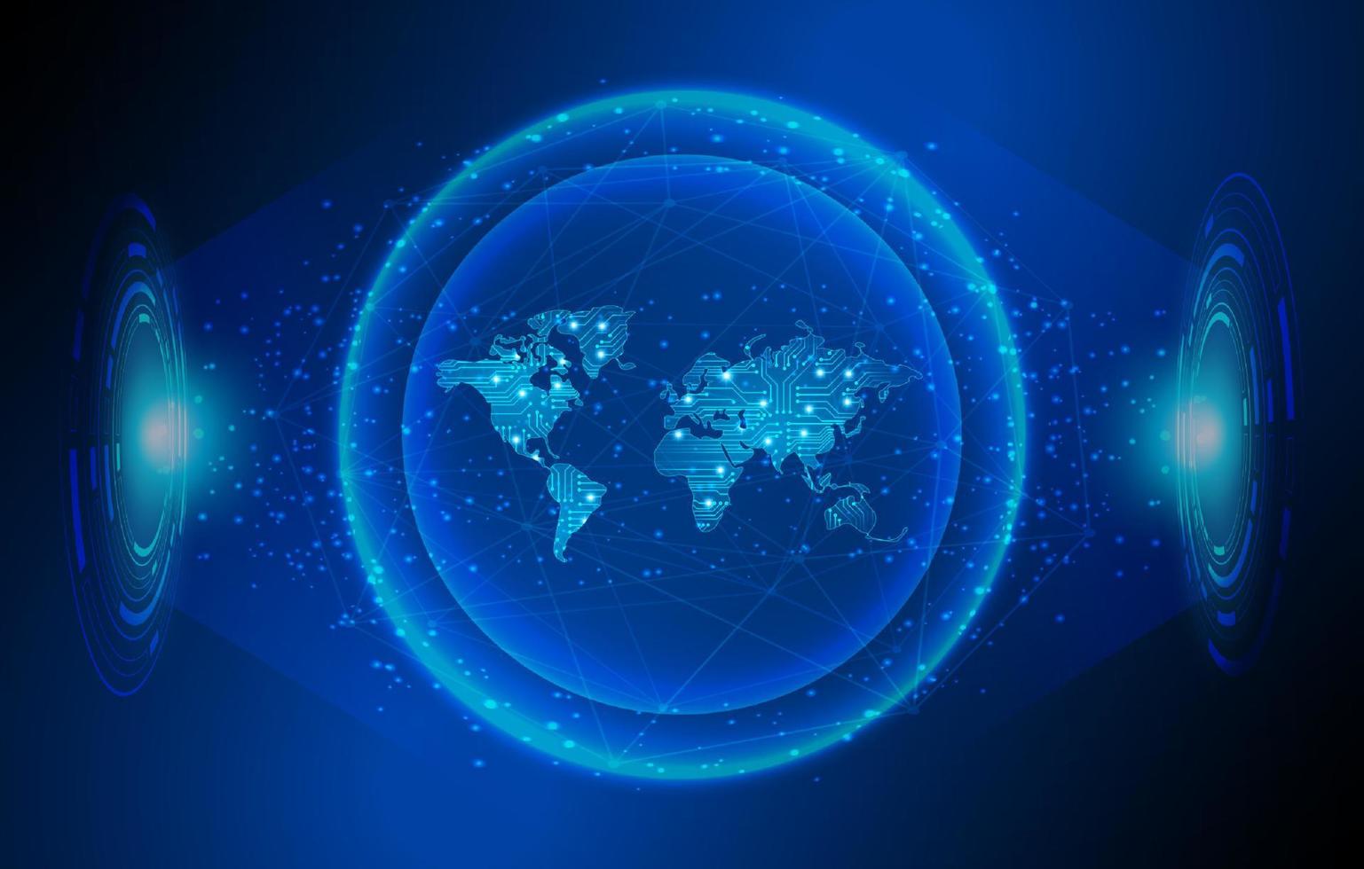 Modern World Map Holograph on Technology Background vector