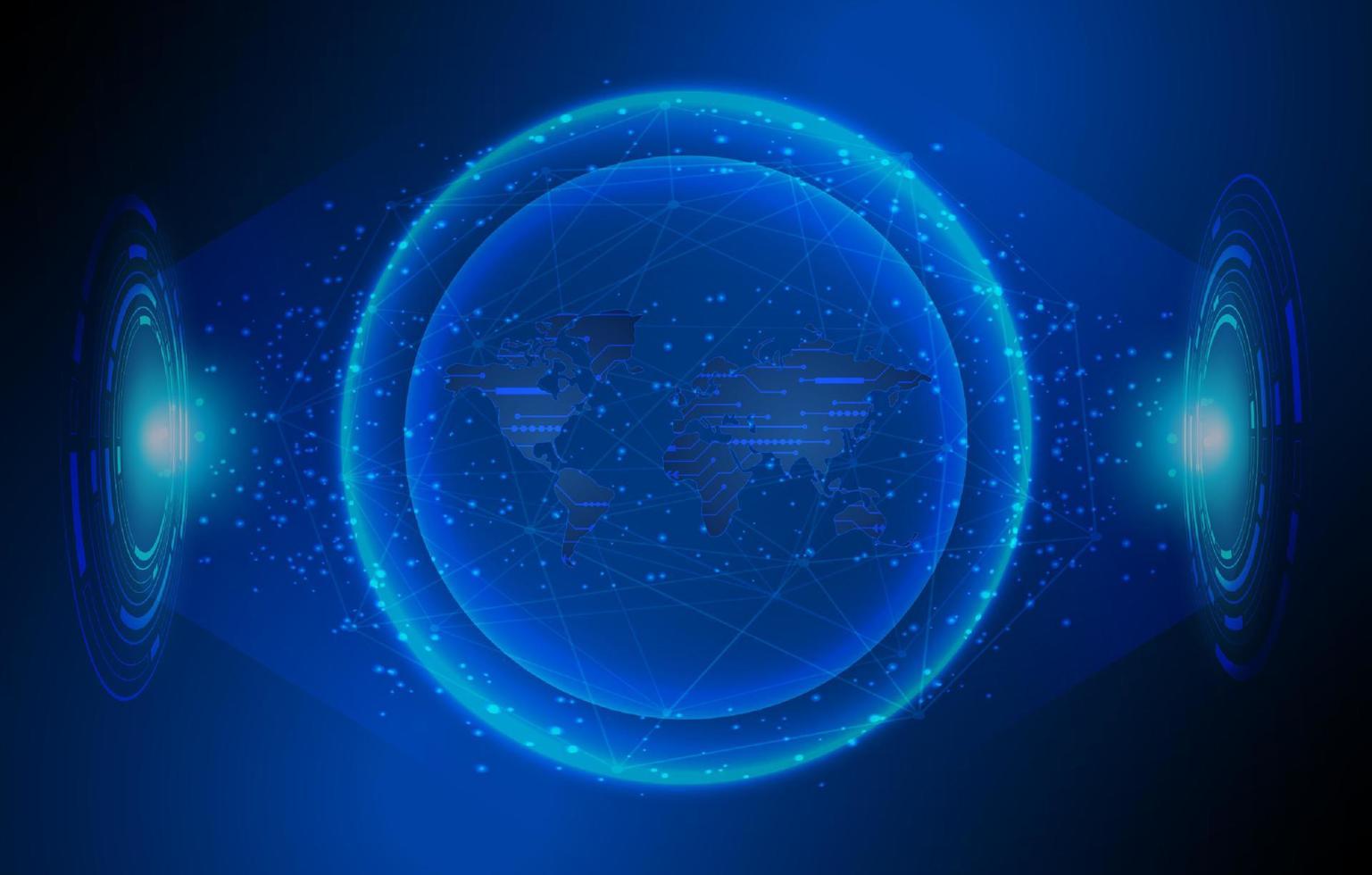 Modern World Map Holograph on Technology Background vector