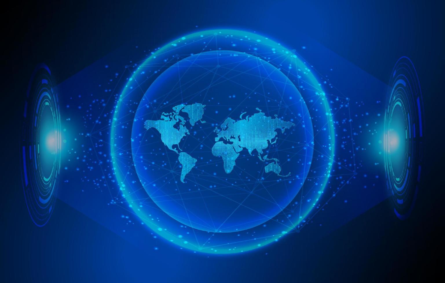 Modern World Map Holograph on Technology Background vector