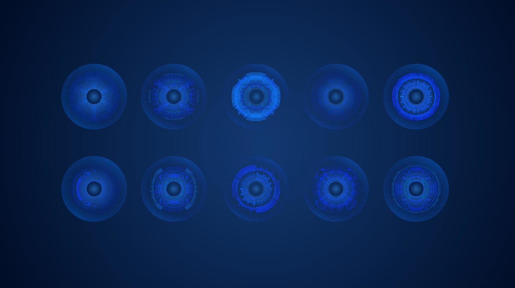 Modern Cybersecurity Technology Icon Pack with Eyes vector