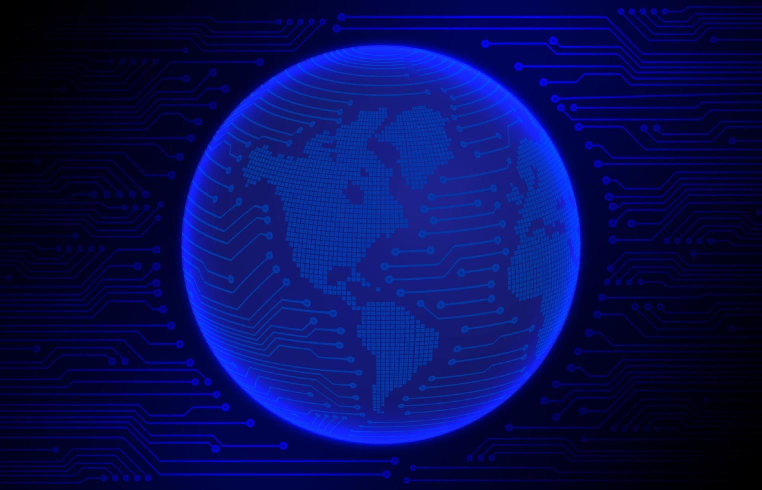 Modern Cybersecurity Technology Background with World Globe vector