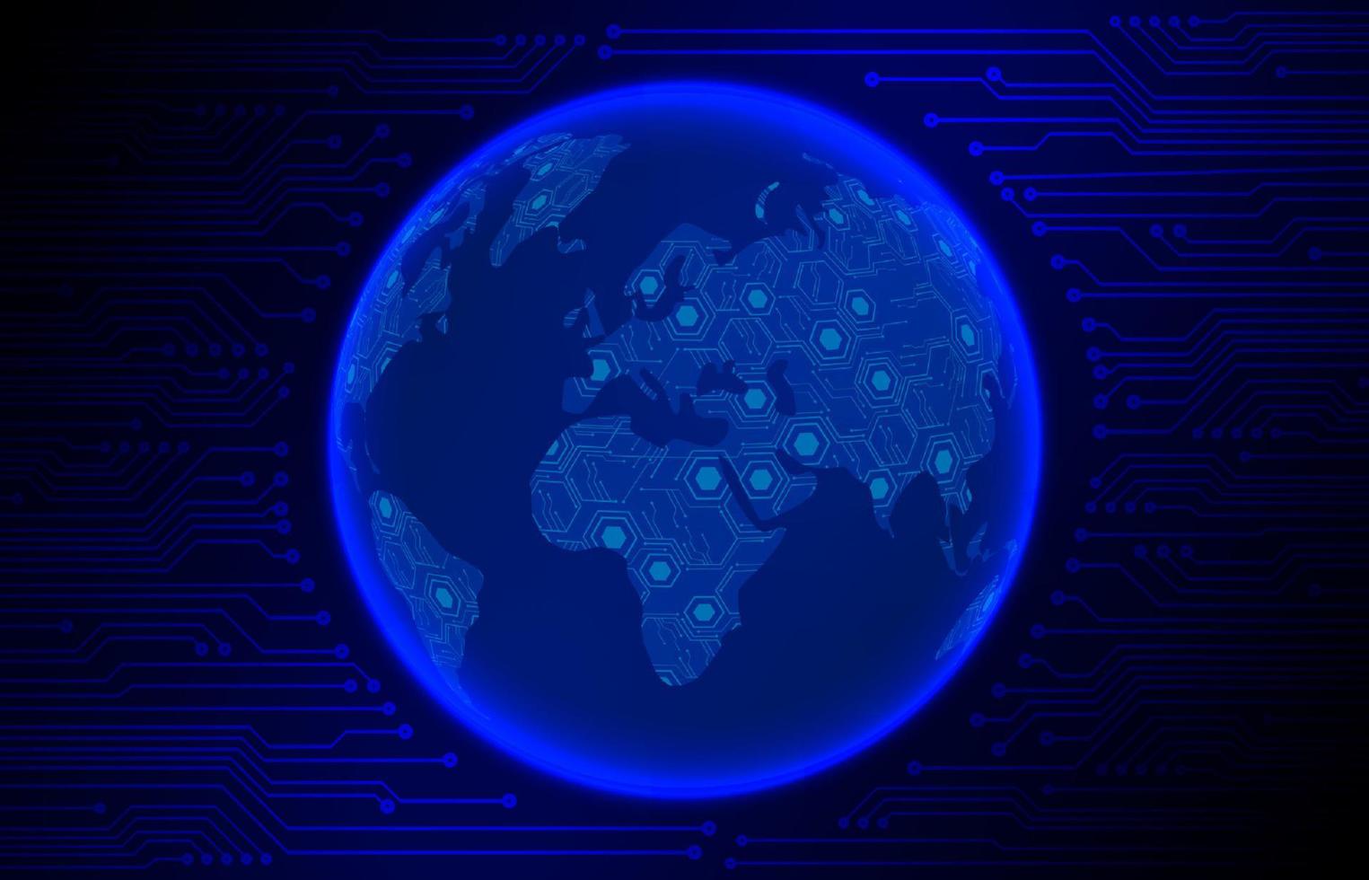 Modern Cybersecurity Technology Background with world globe vector