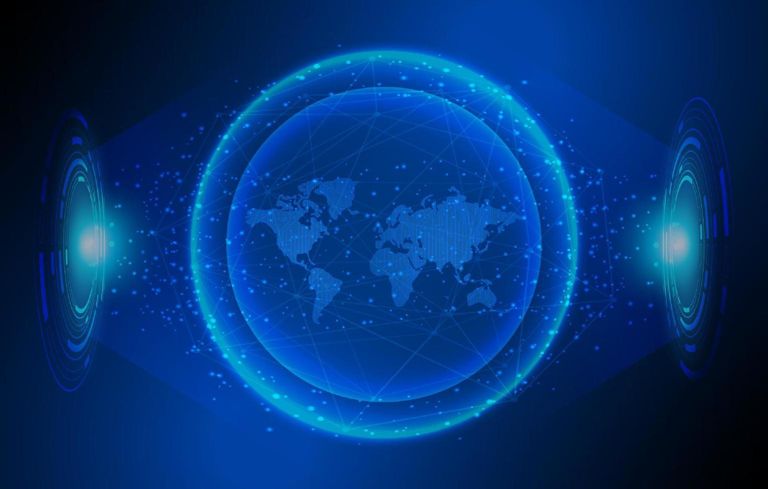 Modern World Map Holograph on Technology Background vector