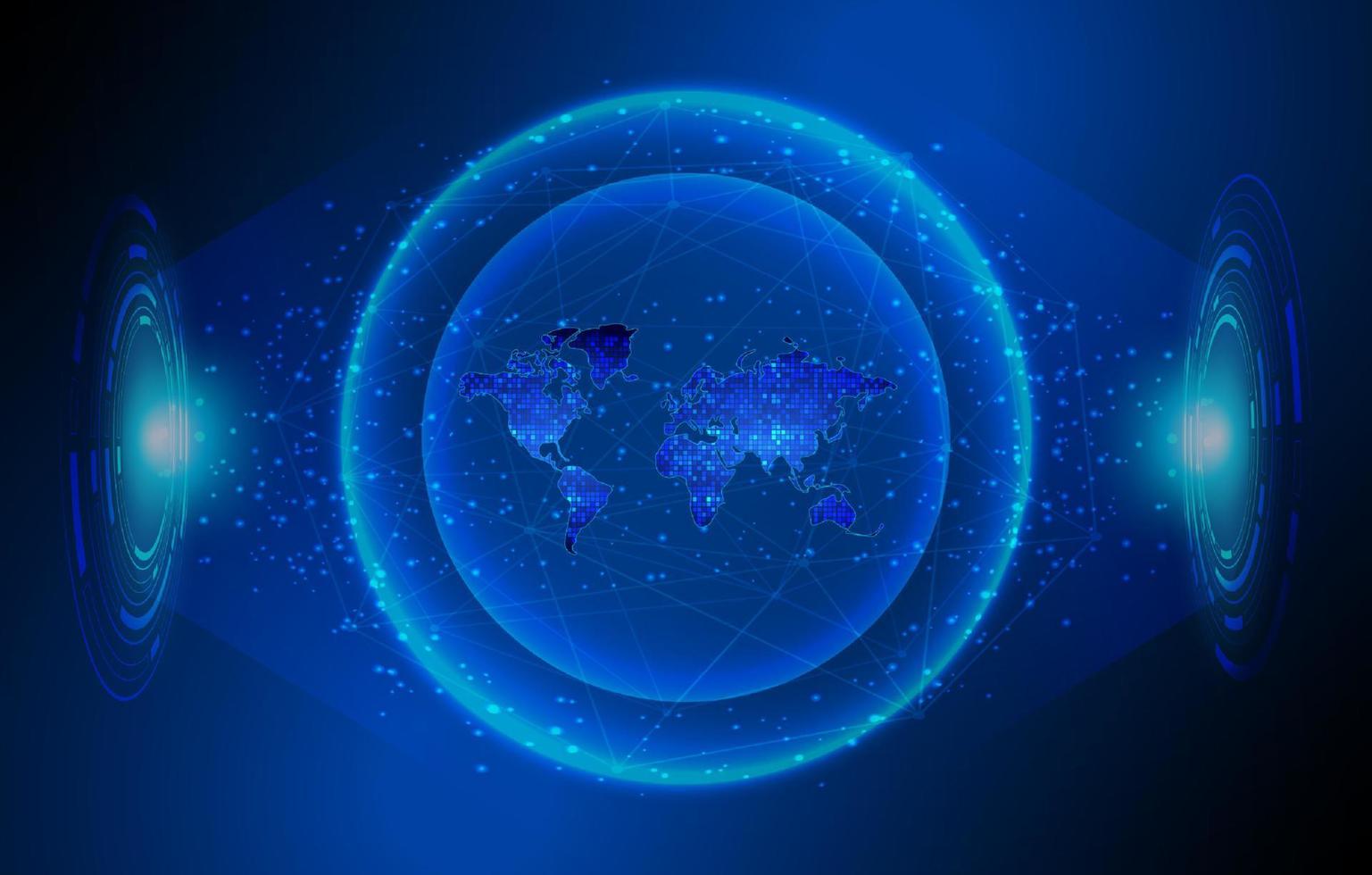 Modern World Map Holograph on Technology Background vector