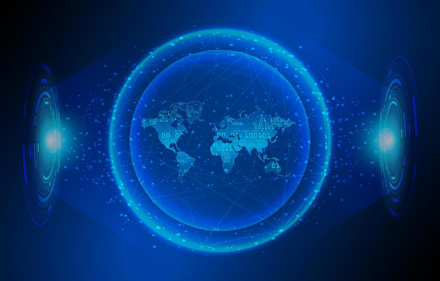 Modern World Map Holograph on Technology Background vector