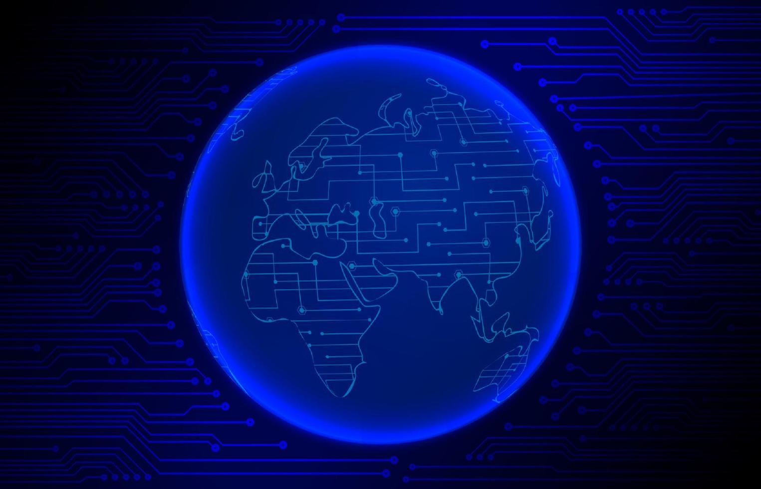 Modern Cybersecurity Technology Background with world globe vector
