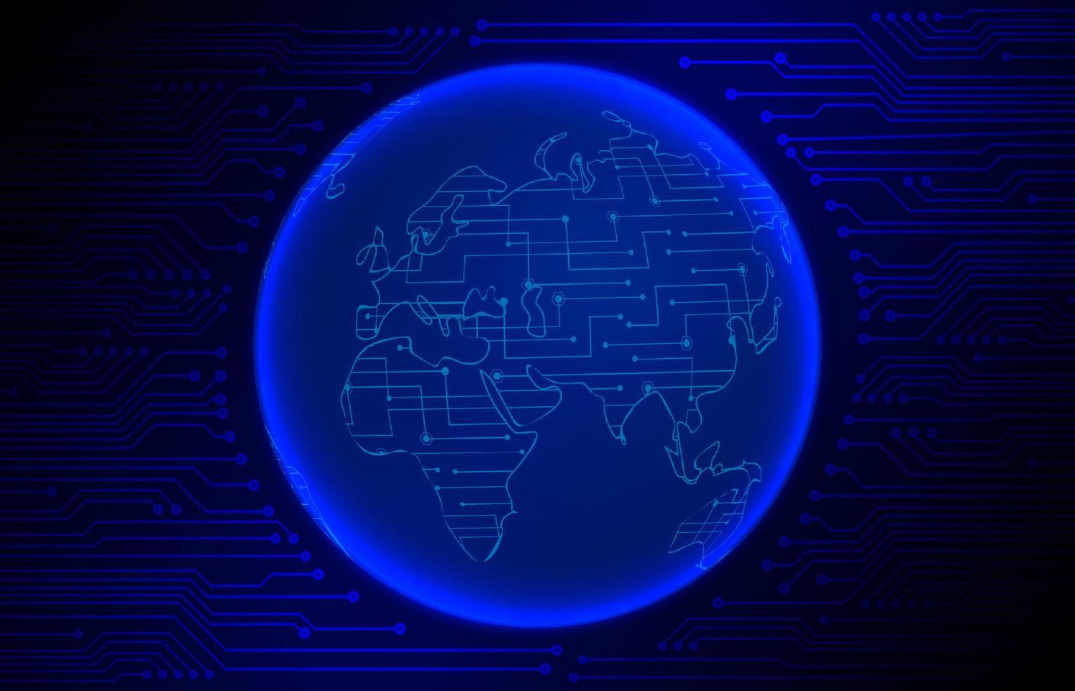 Modern Cybersecurity Technology Background with world globe vector