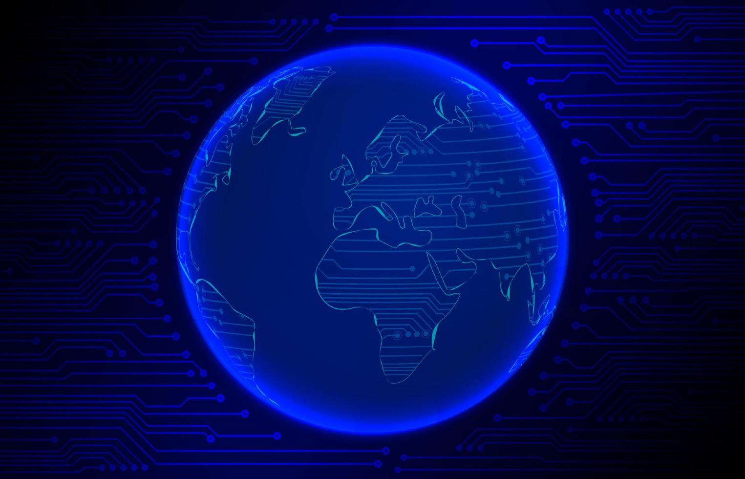 Modern Cybersecurity Technology Background with world globe vector