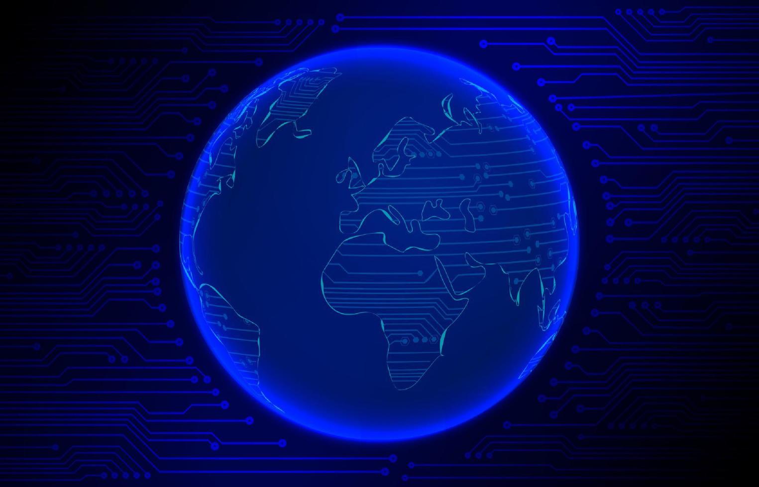 Modern Cybersecurity Technology Background with world globe vector