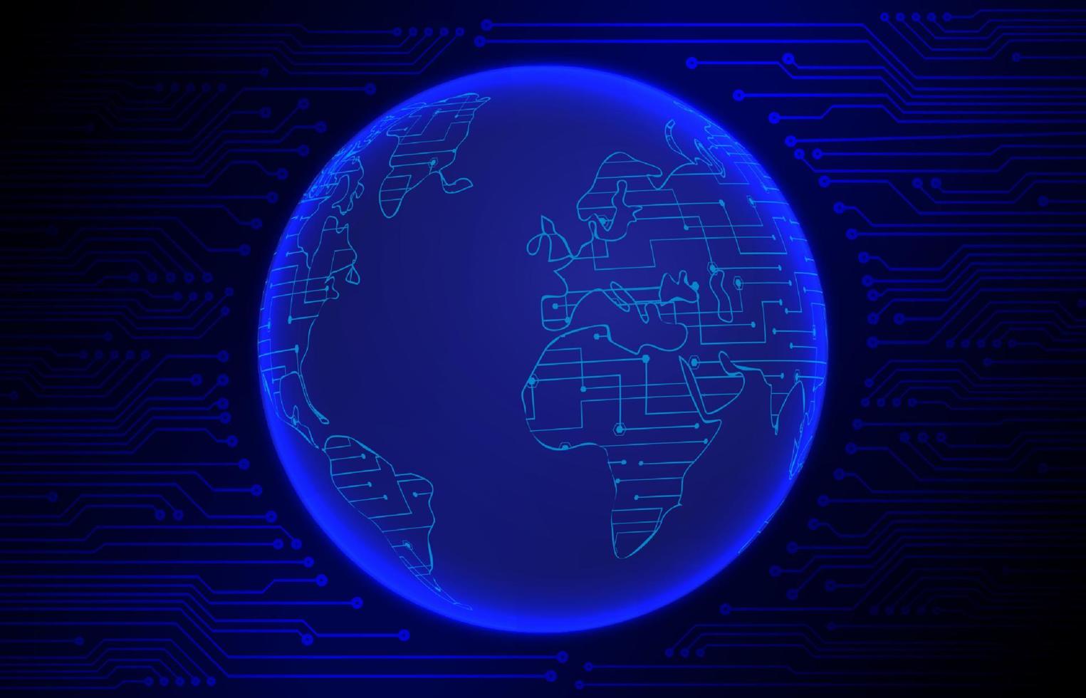 Modern Cybersecurity Technology Background with world globe vector