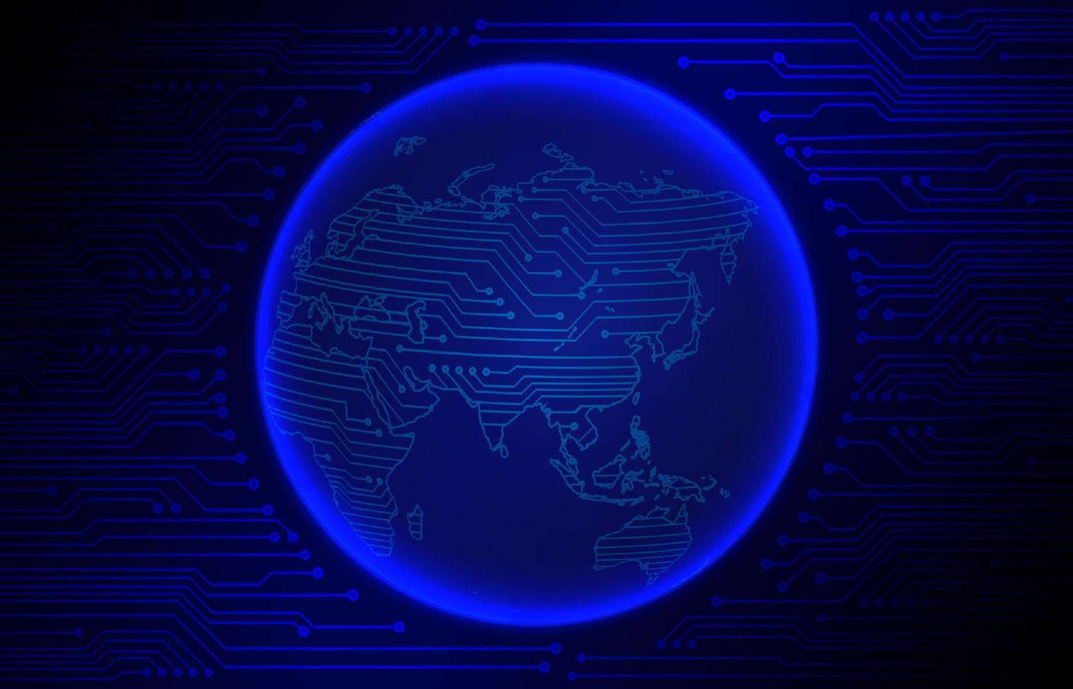 Modern Cybersecurity Technology Background with world globe vector