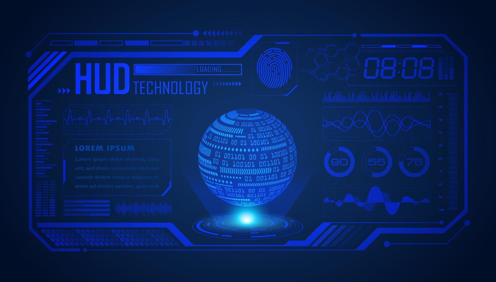 Modern HUD Technology Screen Background with Blue Globe vector