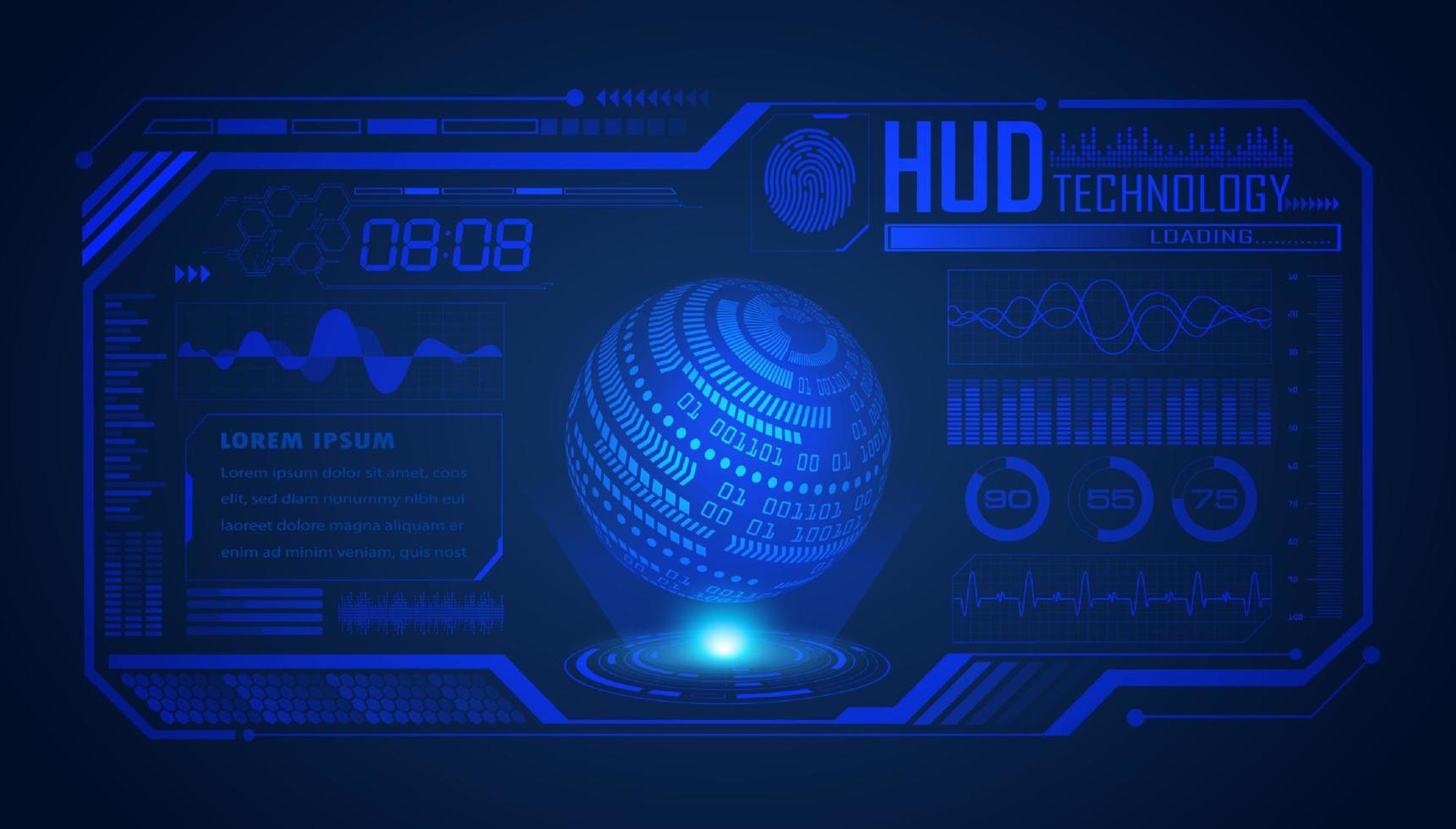 Modern HUD Technology Screen Background with Blue Globe vector