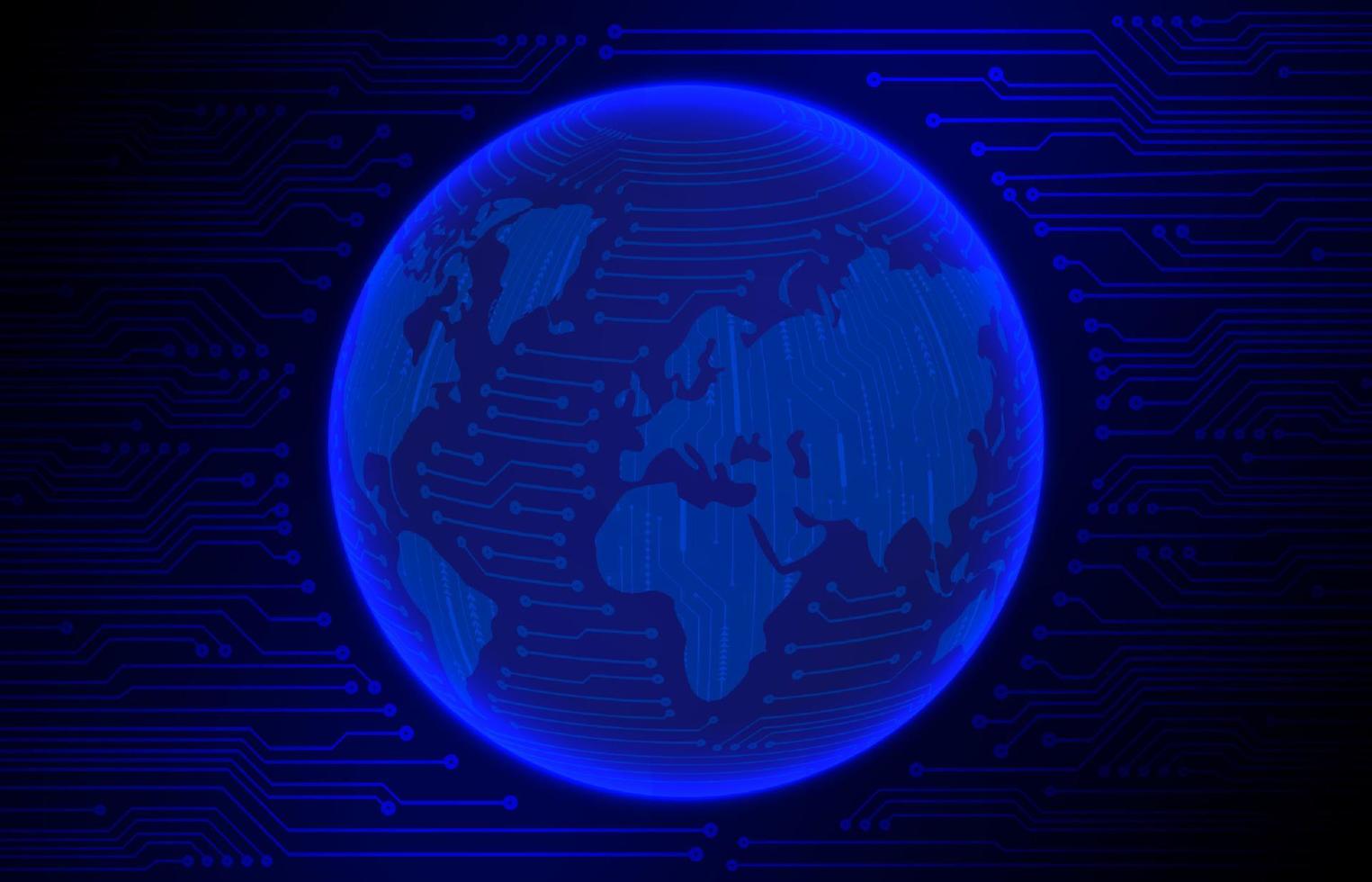 Modern Cybersecurity Technology Background with World Globe vector