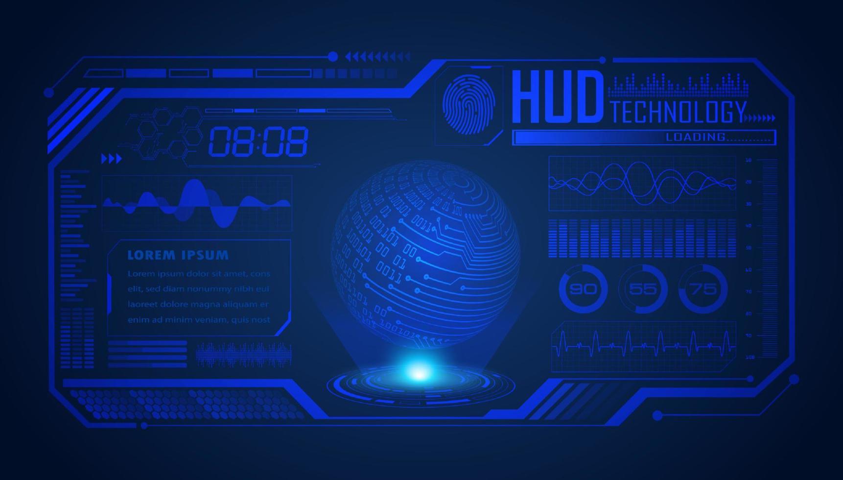 Modern HUD Technology Screen Background with Blue Globe vector