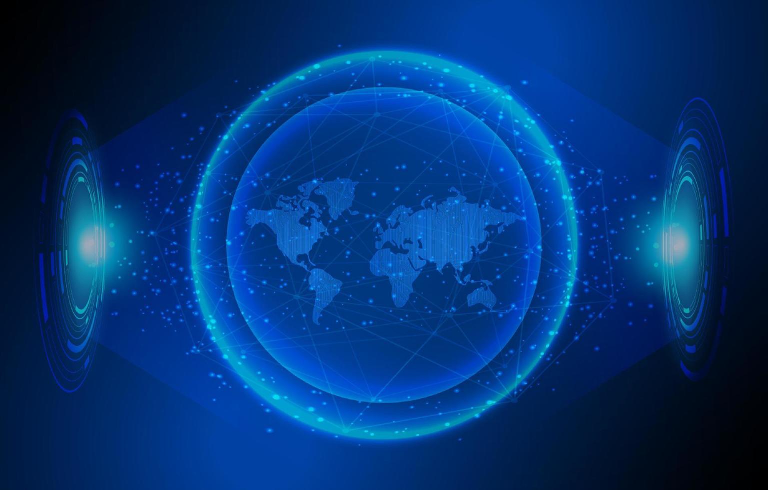 Modern World Map Holograph on Technology Background vector