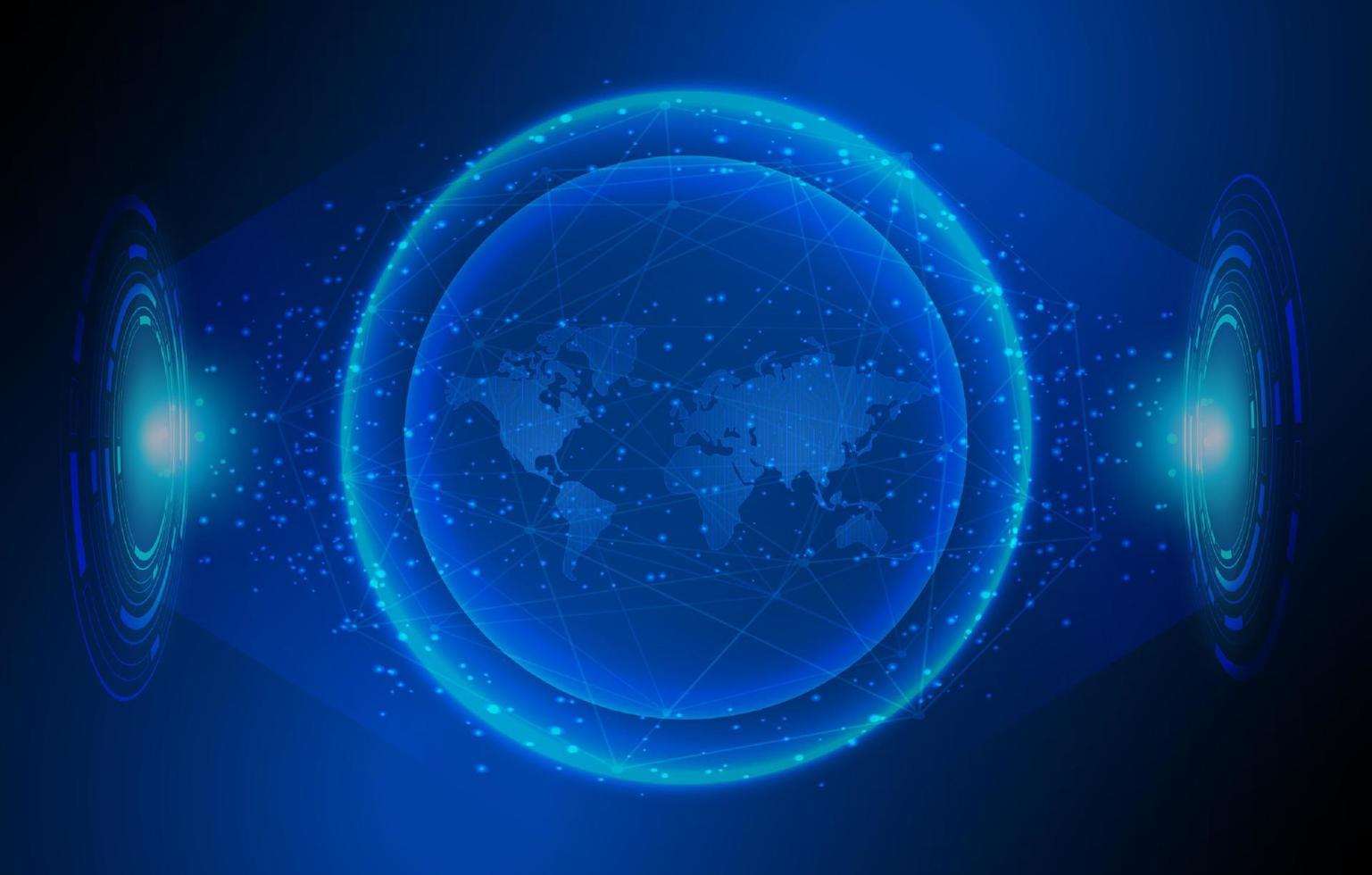 Modern World Map Holograph on Technology Background vector