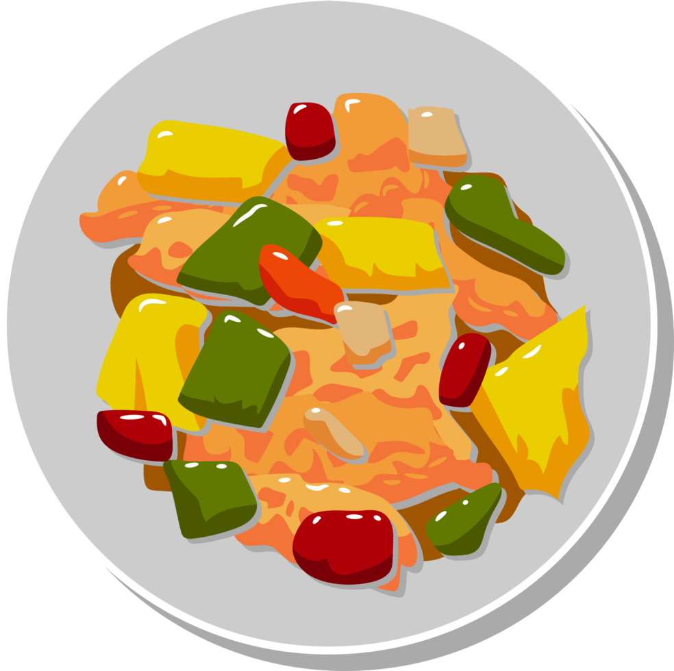 Sweet and sour pork png graphic clipart design