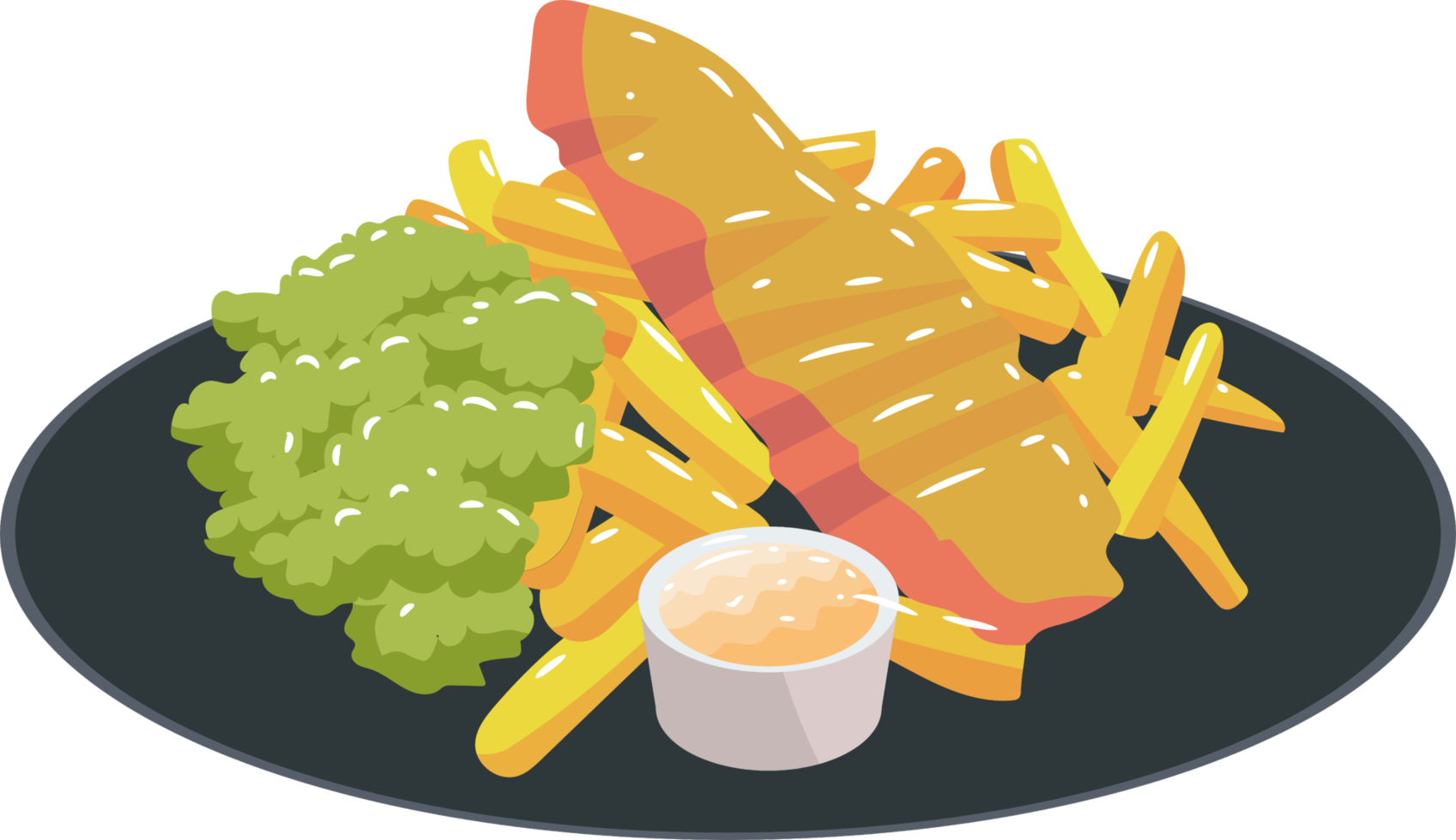 vis en chips PNG grafisch clip art ontwerp