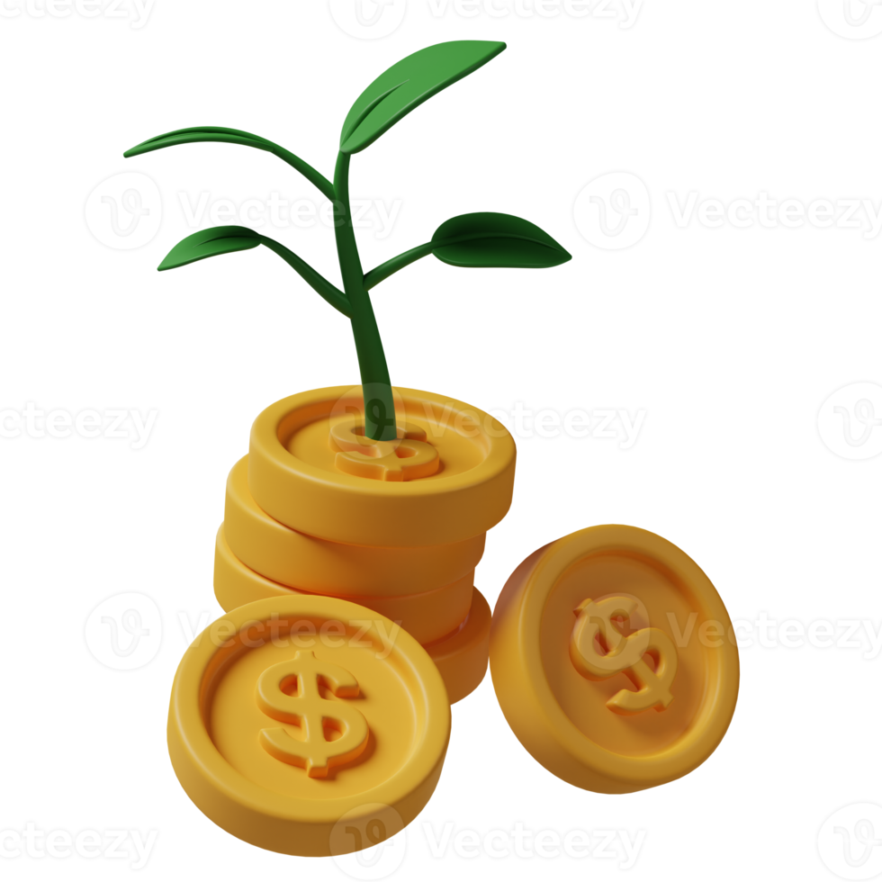 Invest plant 3d illustration png