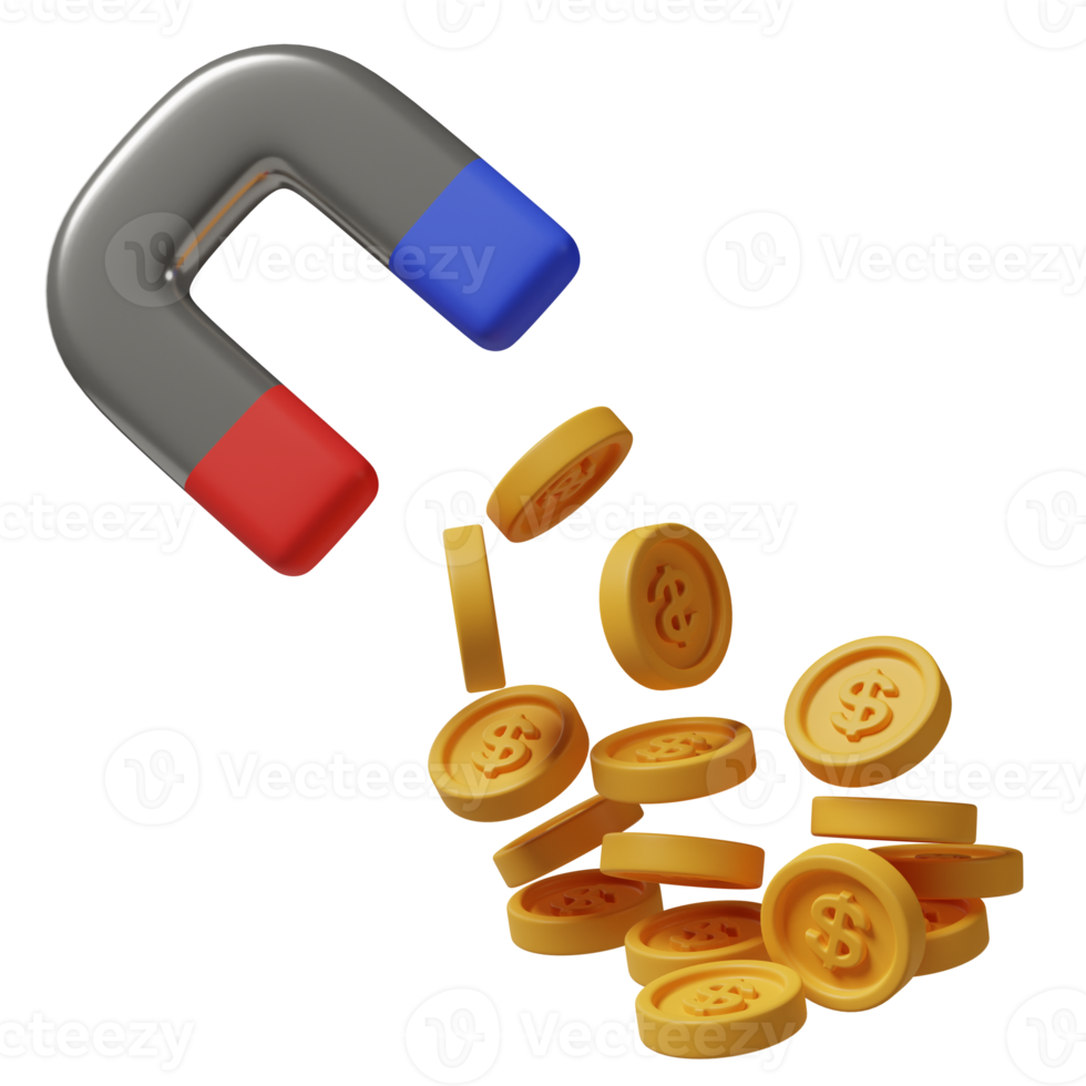 Money magnet 3d illustration png