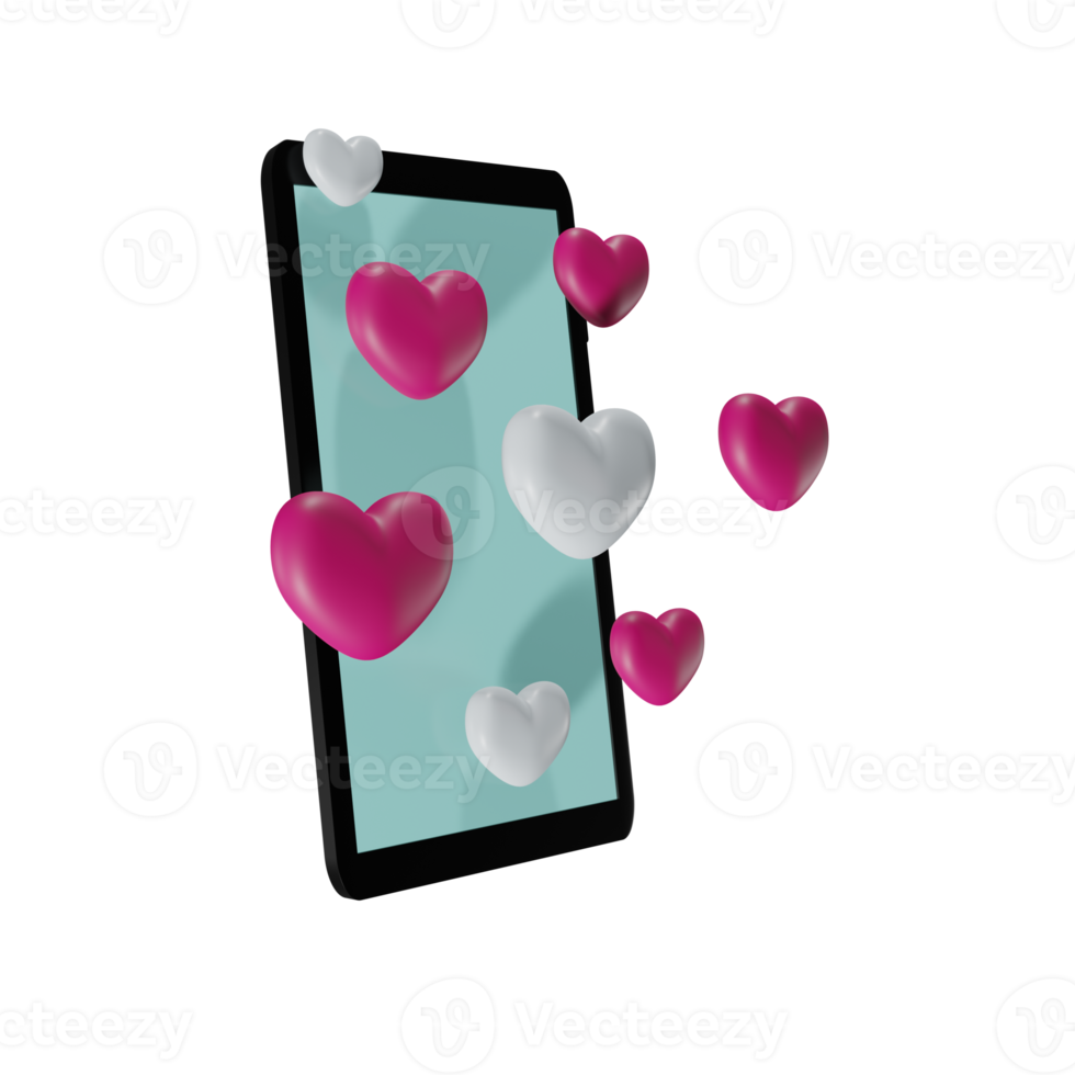 Happy Valentine's day on transparent background 3d illustration png