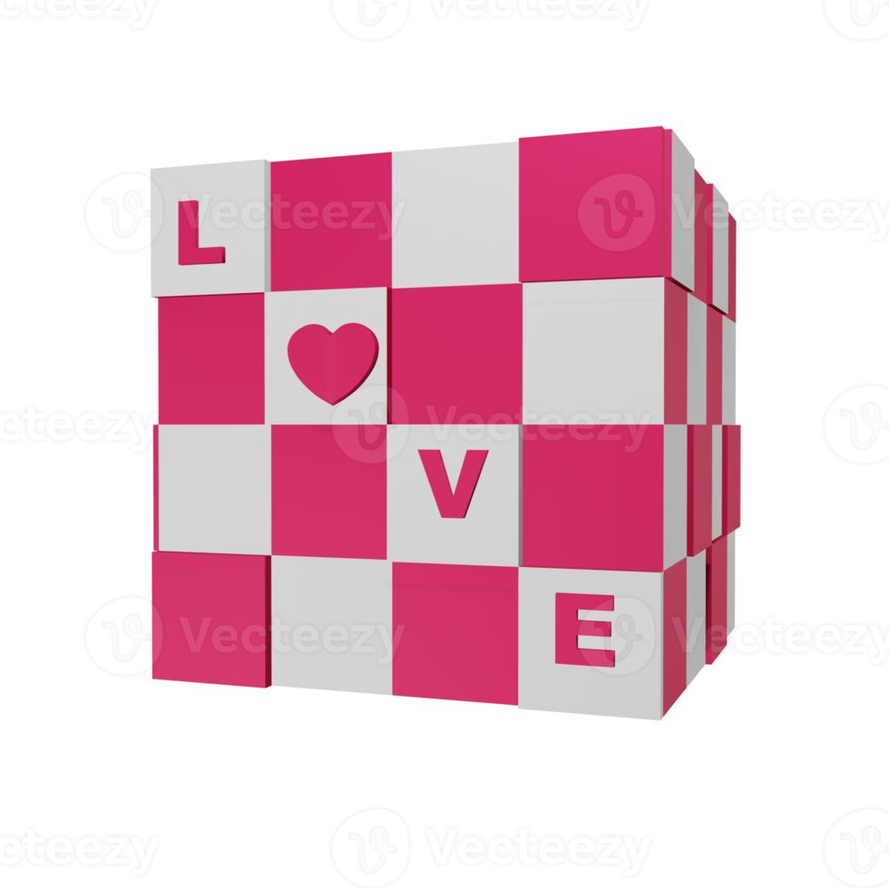 Happy Valentine's day isolated on transparent background 3d illustration PNG File