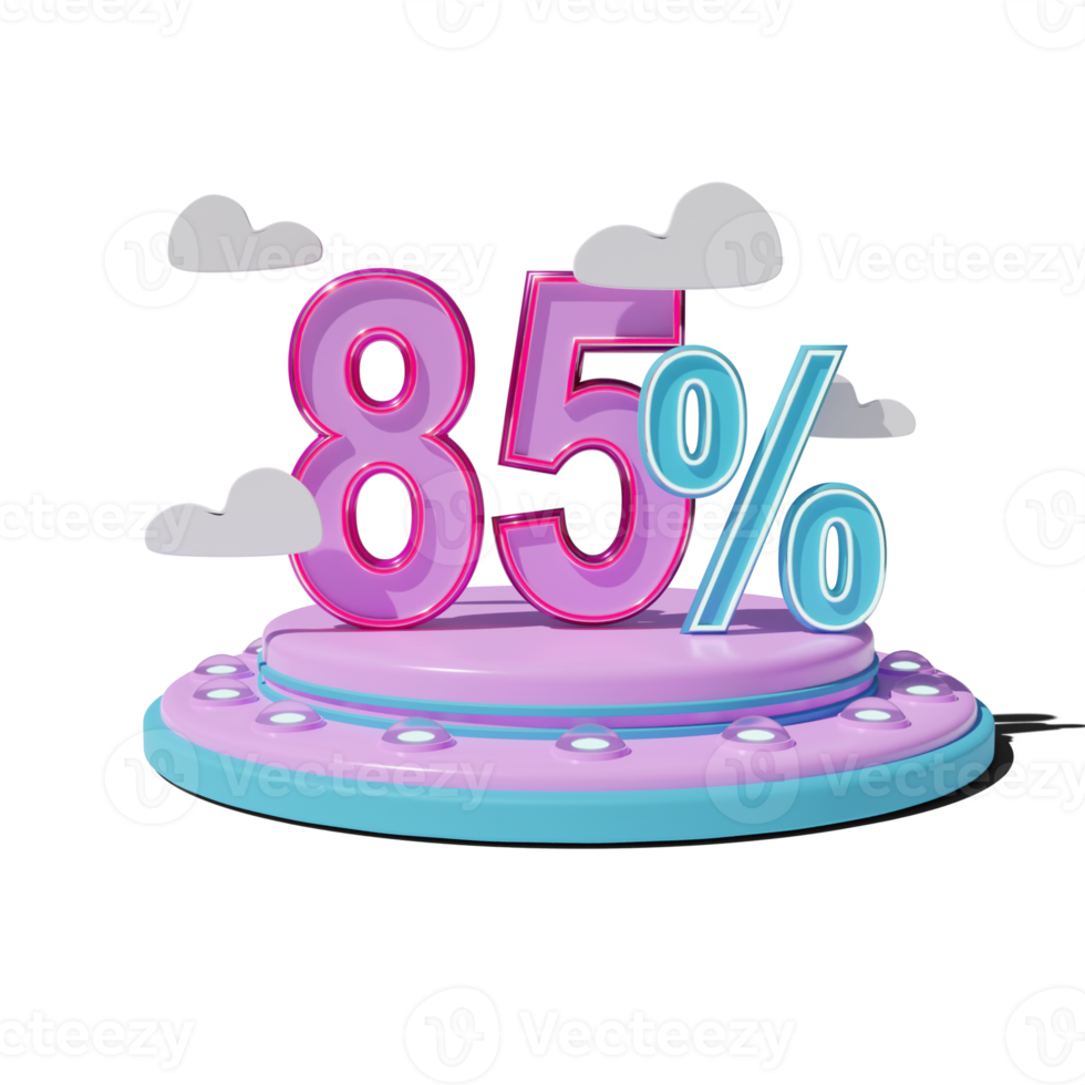 Discount 85 Percent on Transparent background 3d illustration png