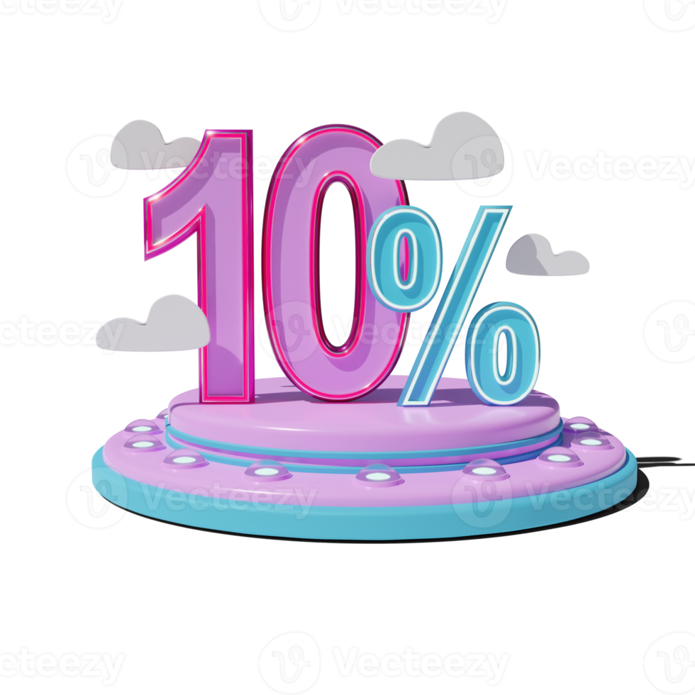 Rabatt 10 Prozent auf transparent Hintergrund 3d Illustration png