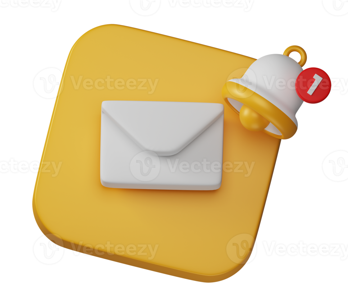 envelop e-mail met klok kennisgeving alarm postvak IN teken icoon Aan geel bord 3d renderen png