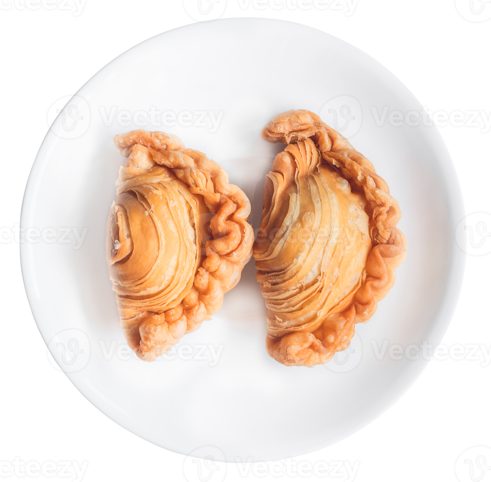 Curry puff on white plate png