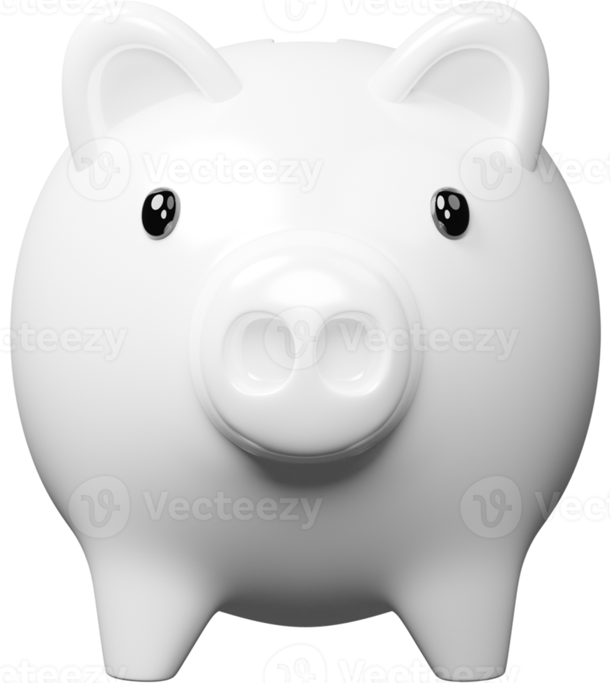 White piggy bank, 3D render illustration. png