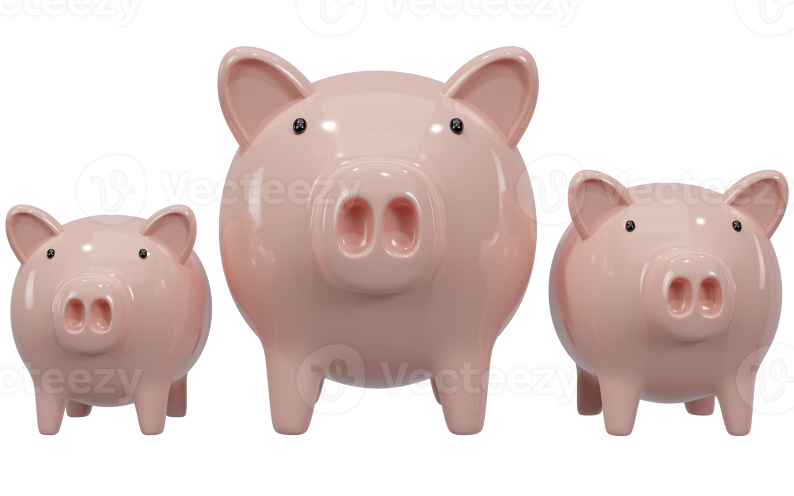 Pink piggy bank, 3D render illustration. png