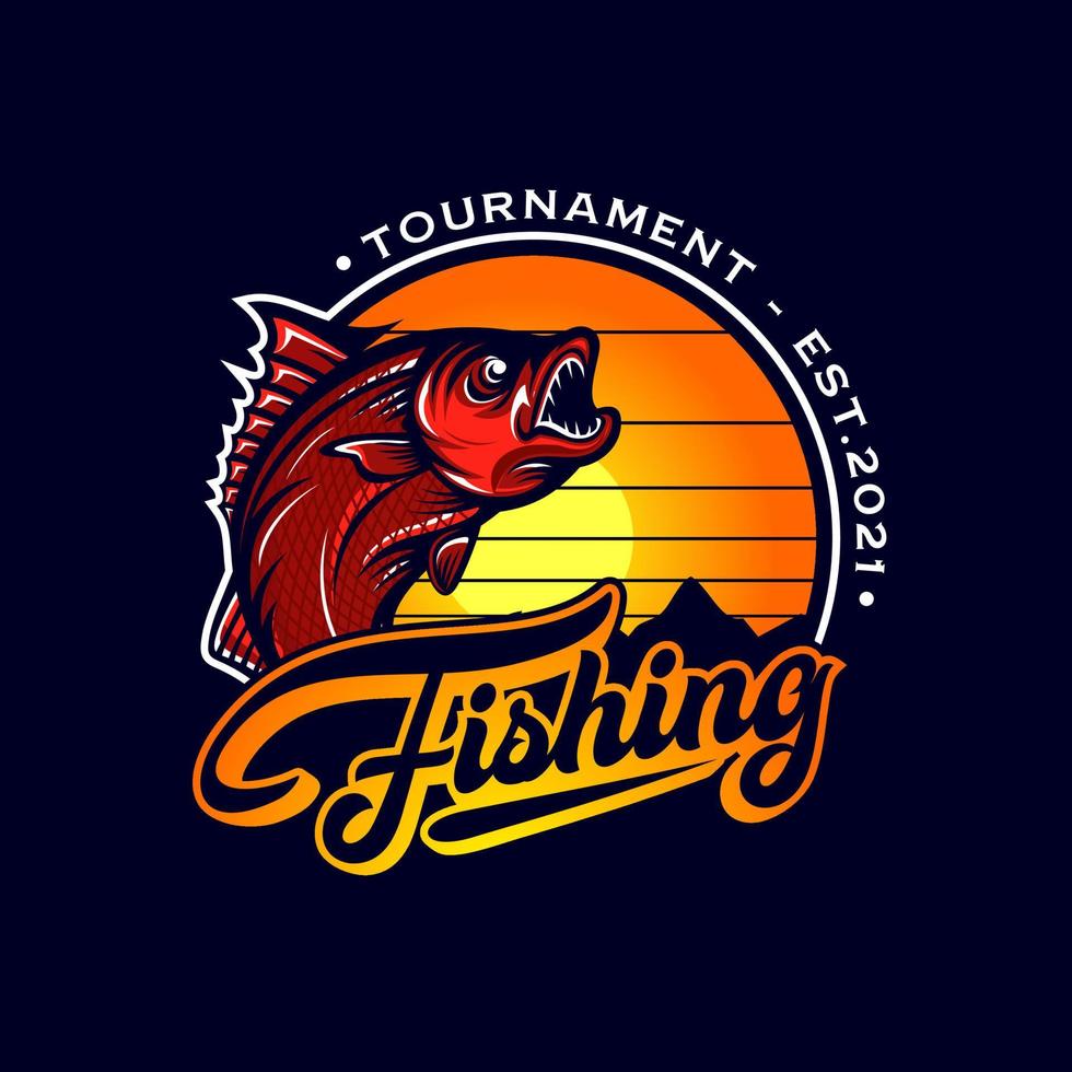 Fishing tournament vintage logo vector