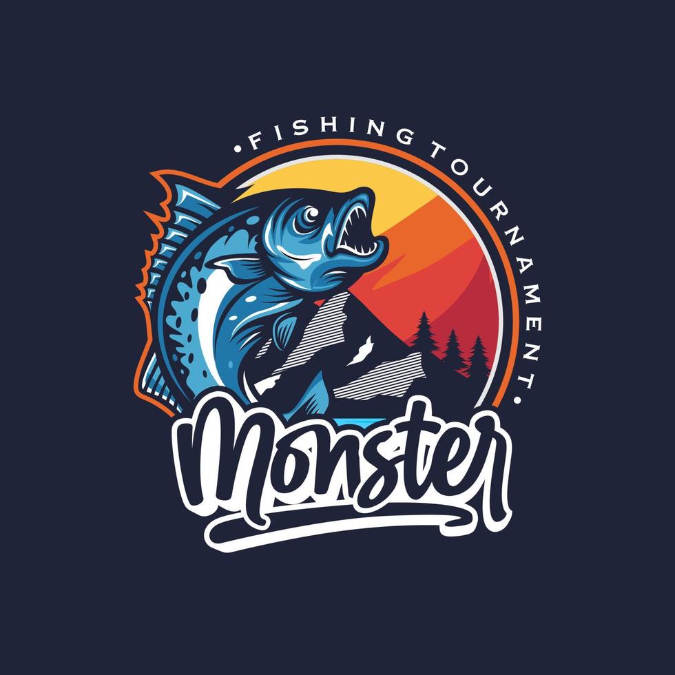 Fishing tournament vintage logo vector