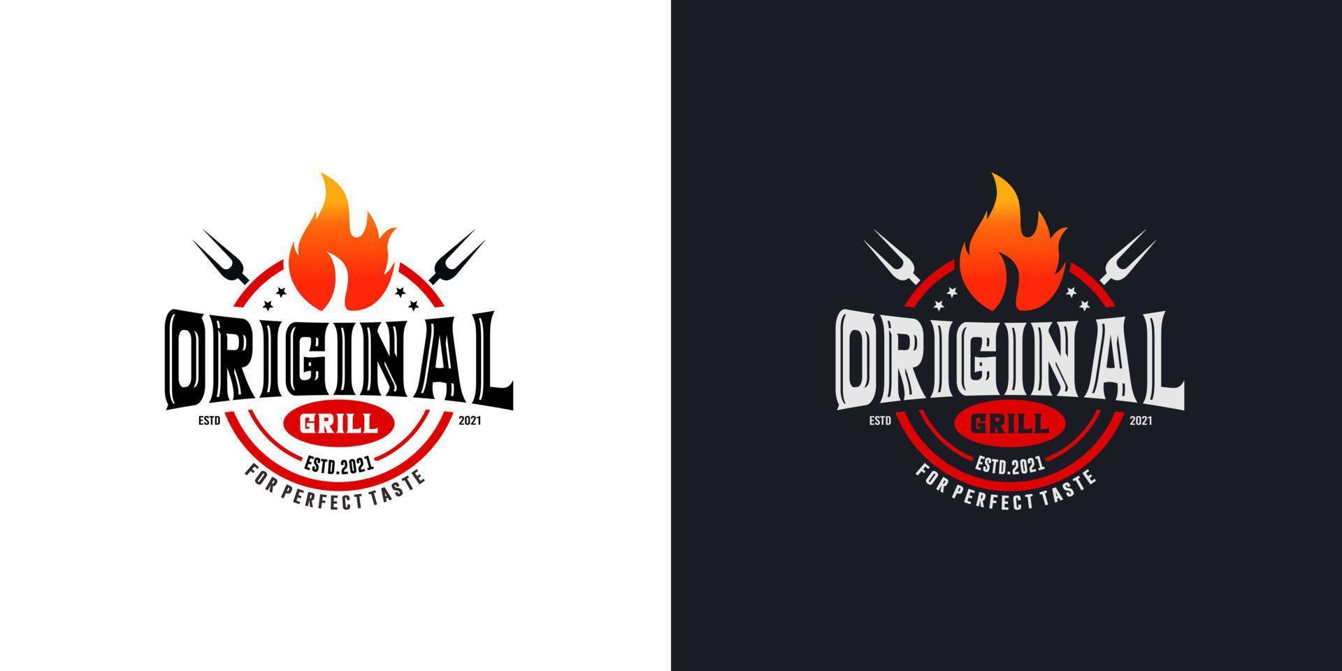 Hot grill logo vector template