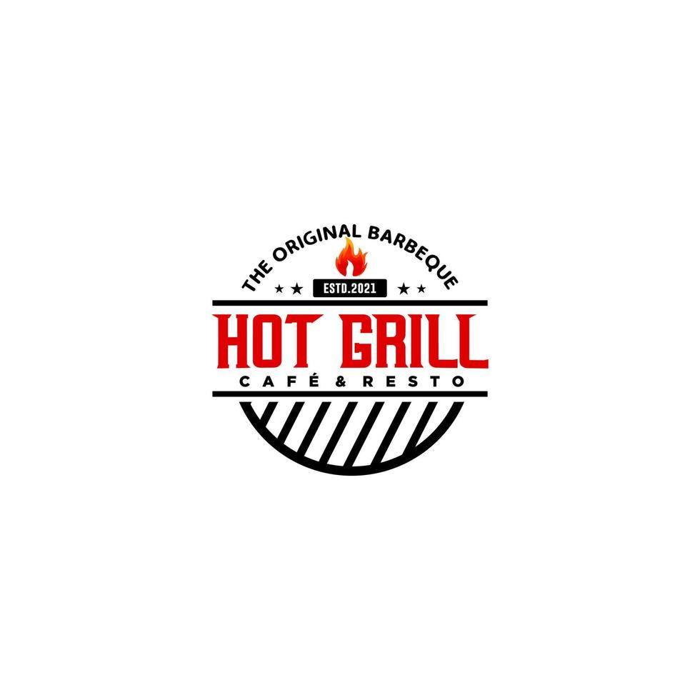 Hot grill logo vector template